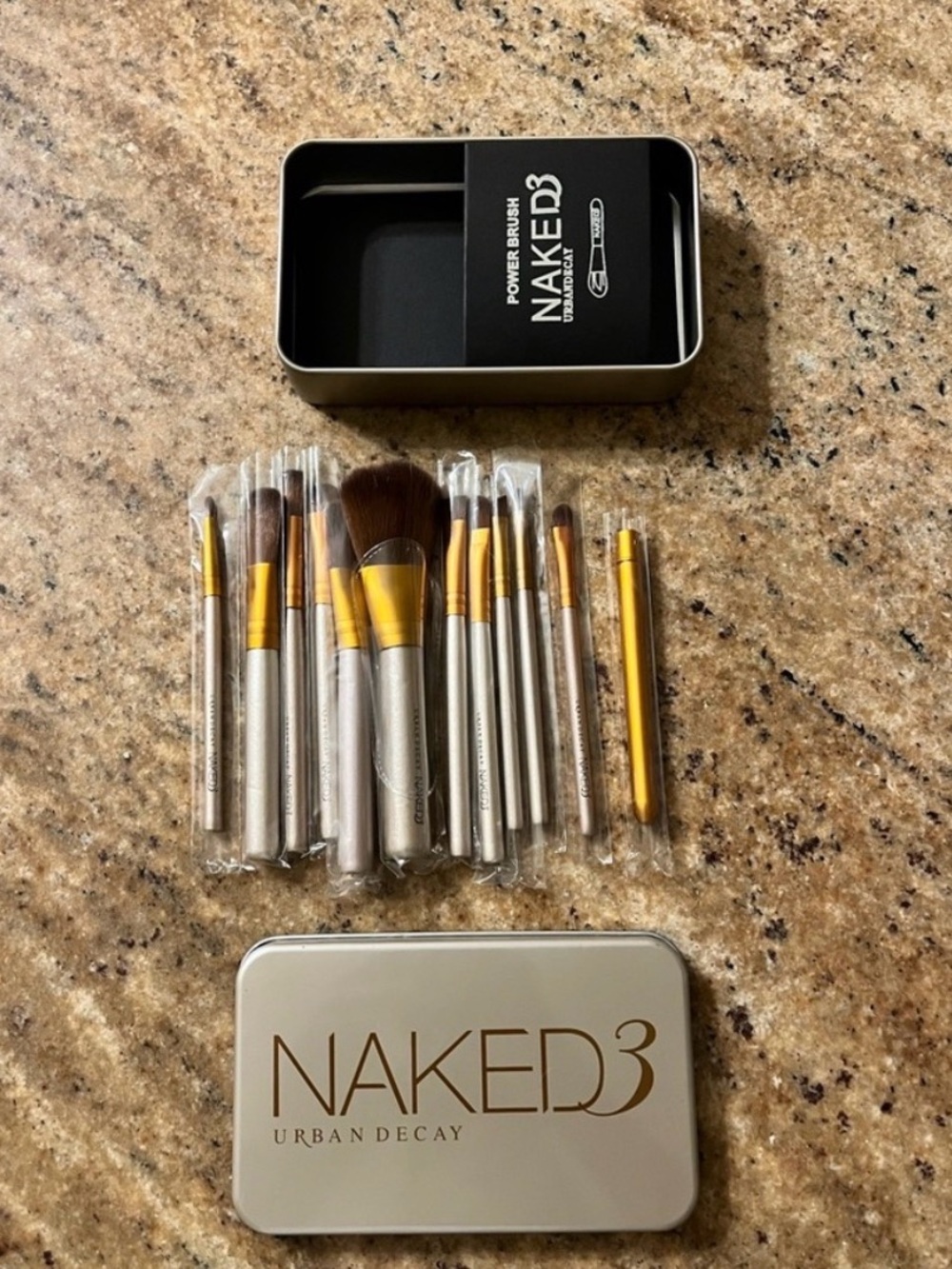 Urban Decay Silver & Gold Makeup Brush Set with Tin Case
